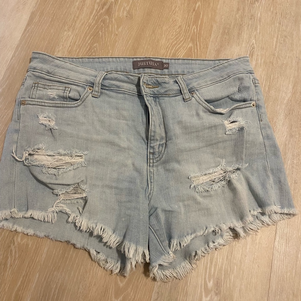 Just USA Willa Distressed Fray Hem Denim Short